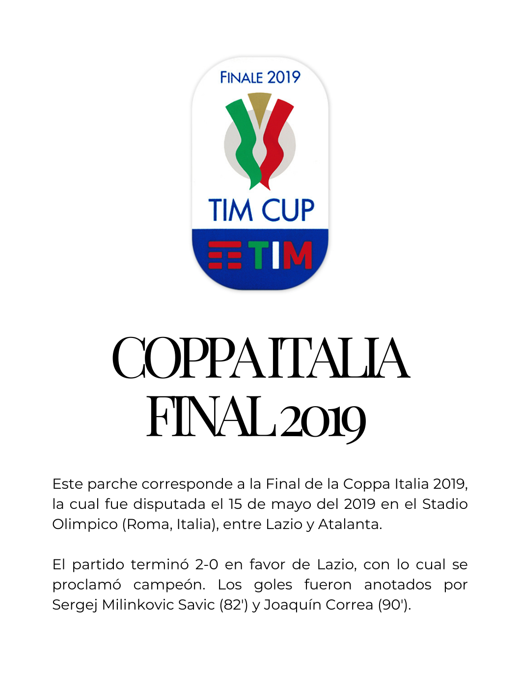 Parche Coppa Italia Final 2019